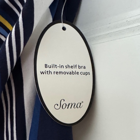 NWT Soma Striped Maxi Halter Dress in Blue, Yellow, and White size XXL - Picture 3 of 6